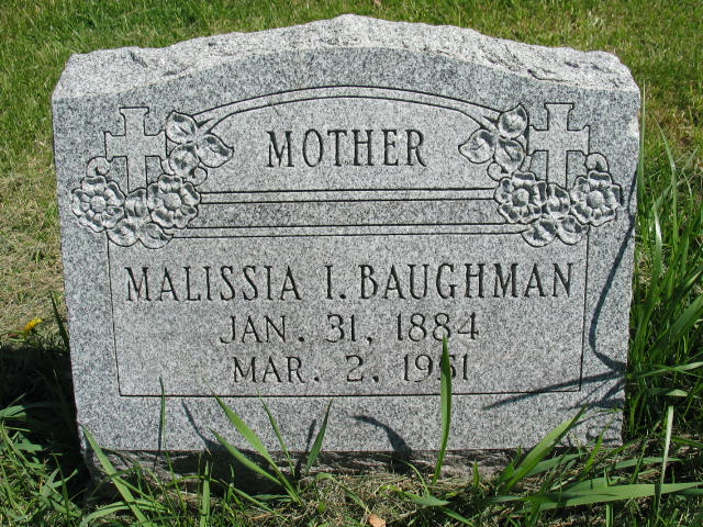 Malissia I. Baughman tombstone